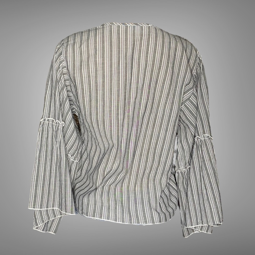 Lavender Field Bell Arm Slightly Cropped Front Knot 100% Cotton Boho Peasant Top - Picture 6 of 8